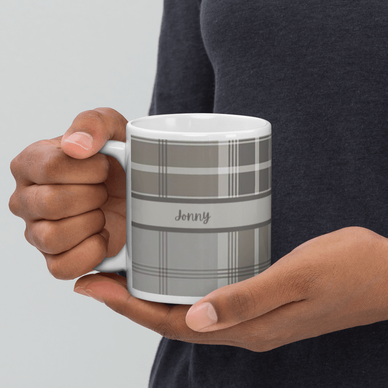 Plaid Themed Personalized Name Mug 11oz | Custom Name Coffee Mug