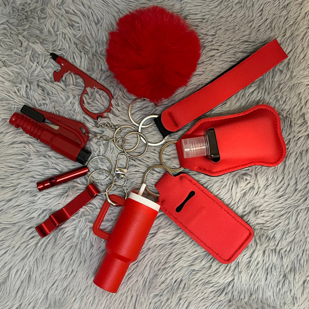 10pcs Mini Tumbler Safety Keychain Set