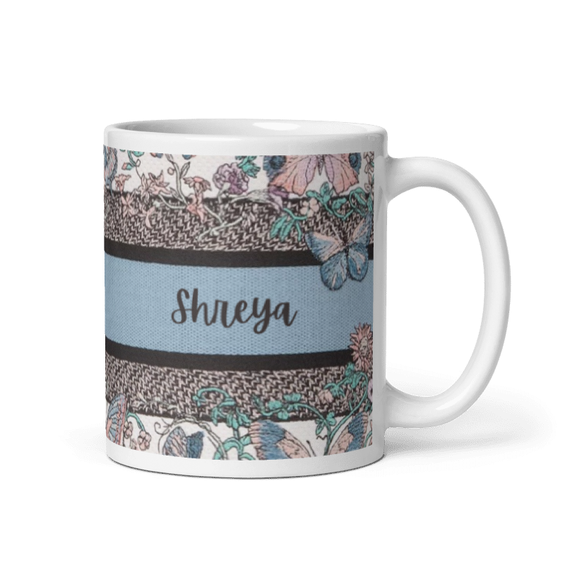 Floral Butterfly Themed Personalized Name Mug 11oz | Custom Name Coffee Mug