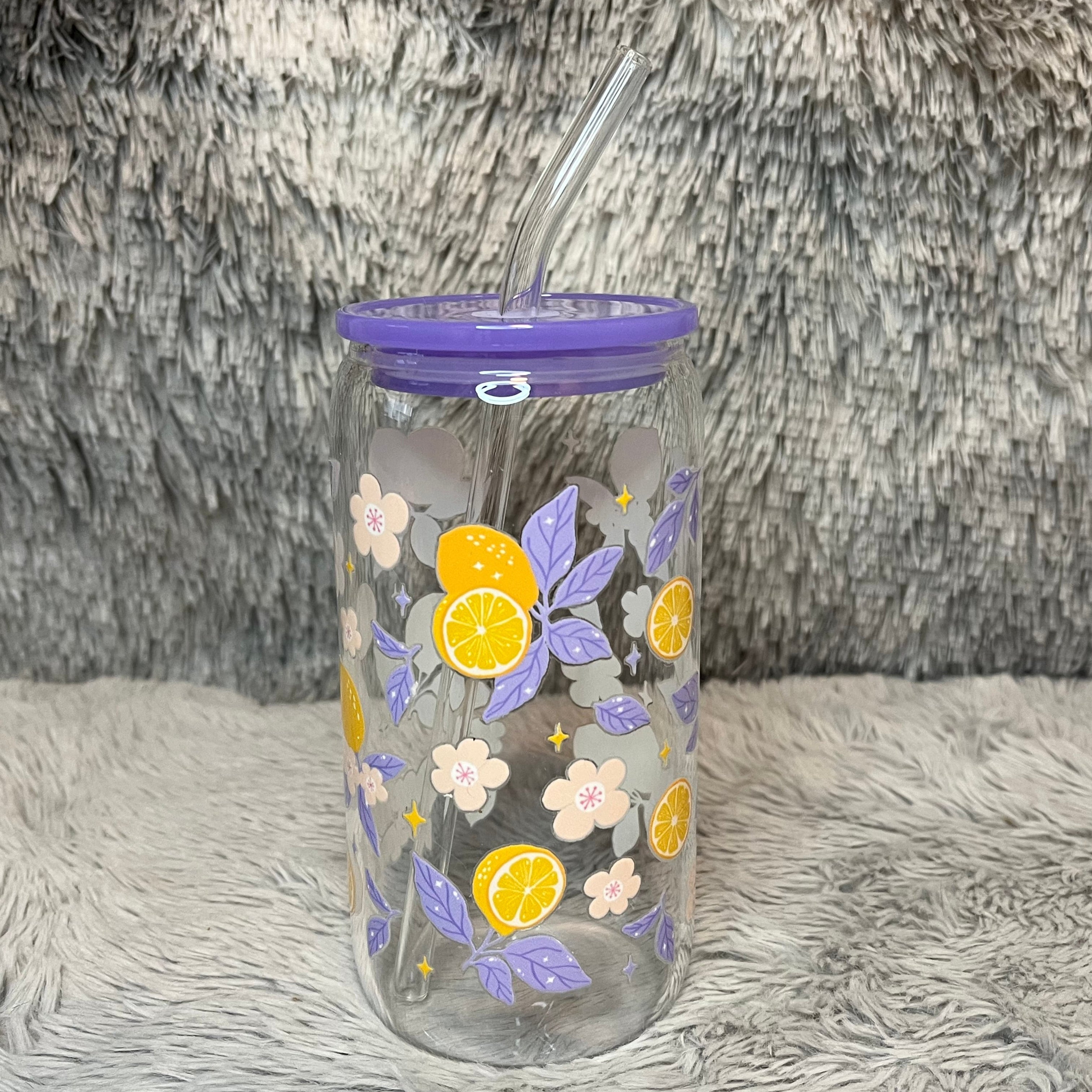 Purple Lemon Glass Tumbler