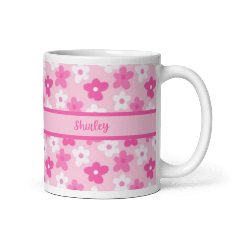 Floral Themed Personalized Name Mug 11oz | Custom Name Coffee Mug