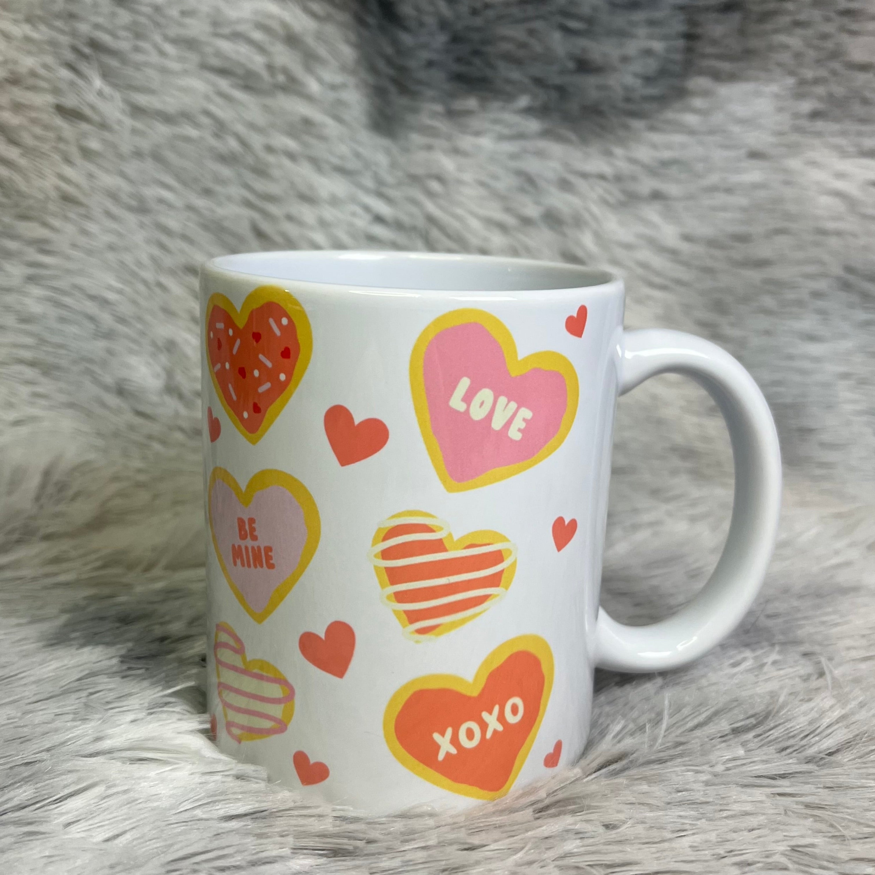 Valentine Heart Cookie Mug – Love, XOXO & Be Mine Cute Coffee Cup