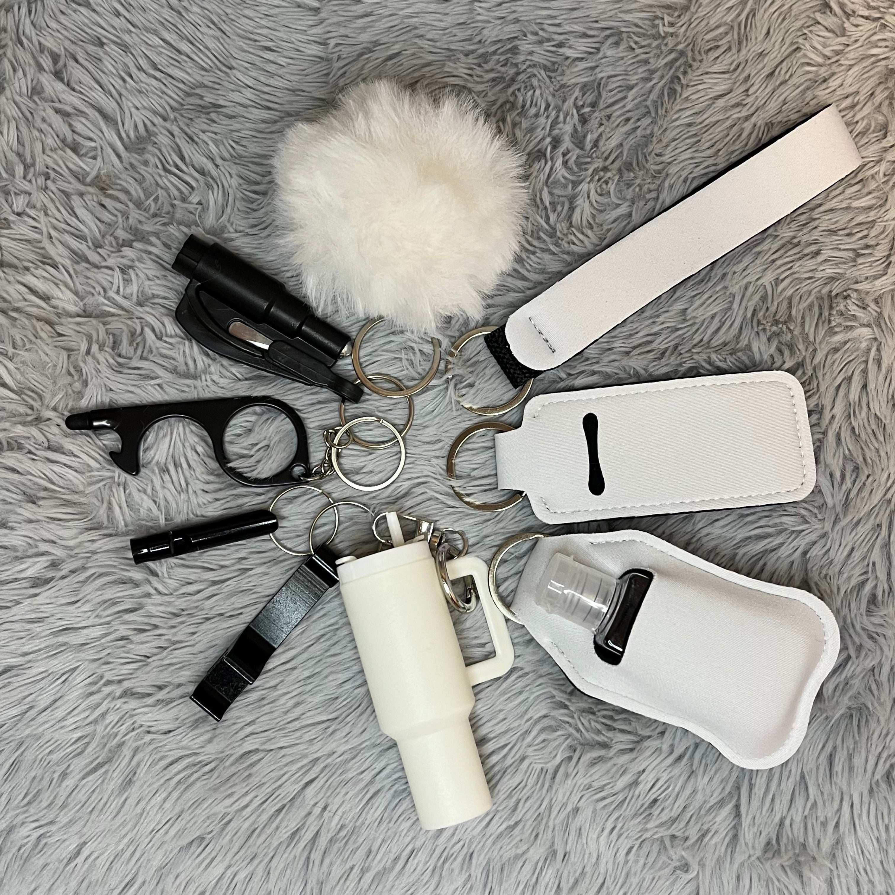 10pcs Mini Tumbler Safety Keychain Set