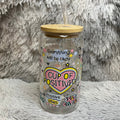 Cup of Positivity Glass Tumbler with Bamboo Lid & Straw | Aesthetic Self-Care Drinkware