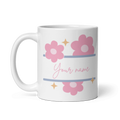 Personalized Cute Flower Mug | Custom Name Mug | Smiley Rainbow Coffee Mug