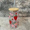 Strawberry Glass Tumbler with Bamboo Lid & Straw