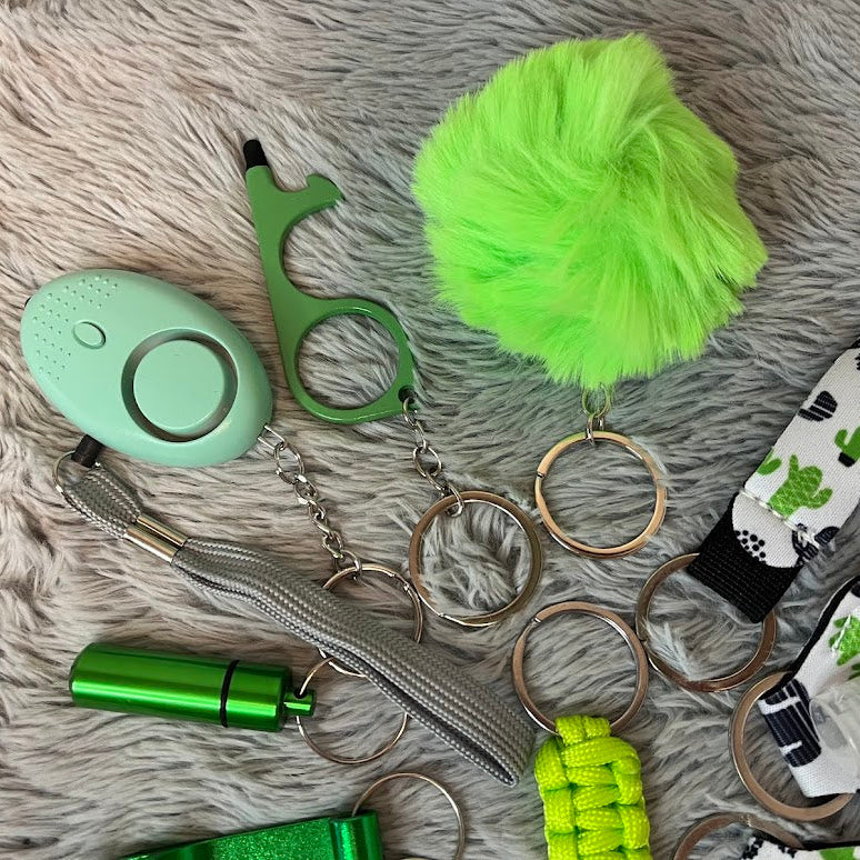 12-Piece Cactus Print Safety Keychain Set