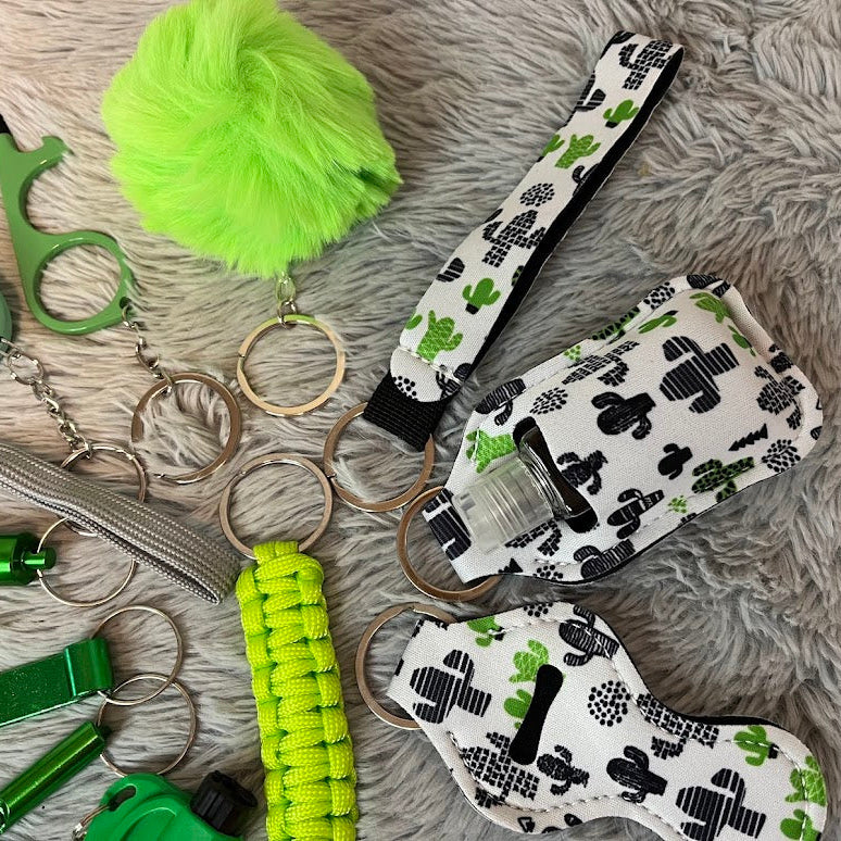 12-Piece Cactus Print Safety Keychain Set