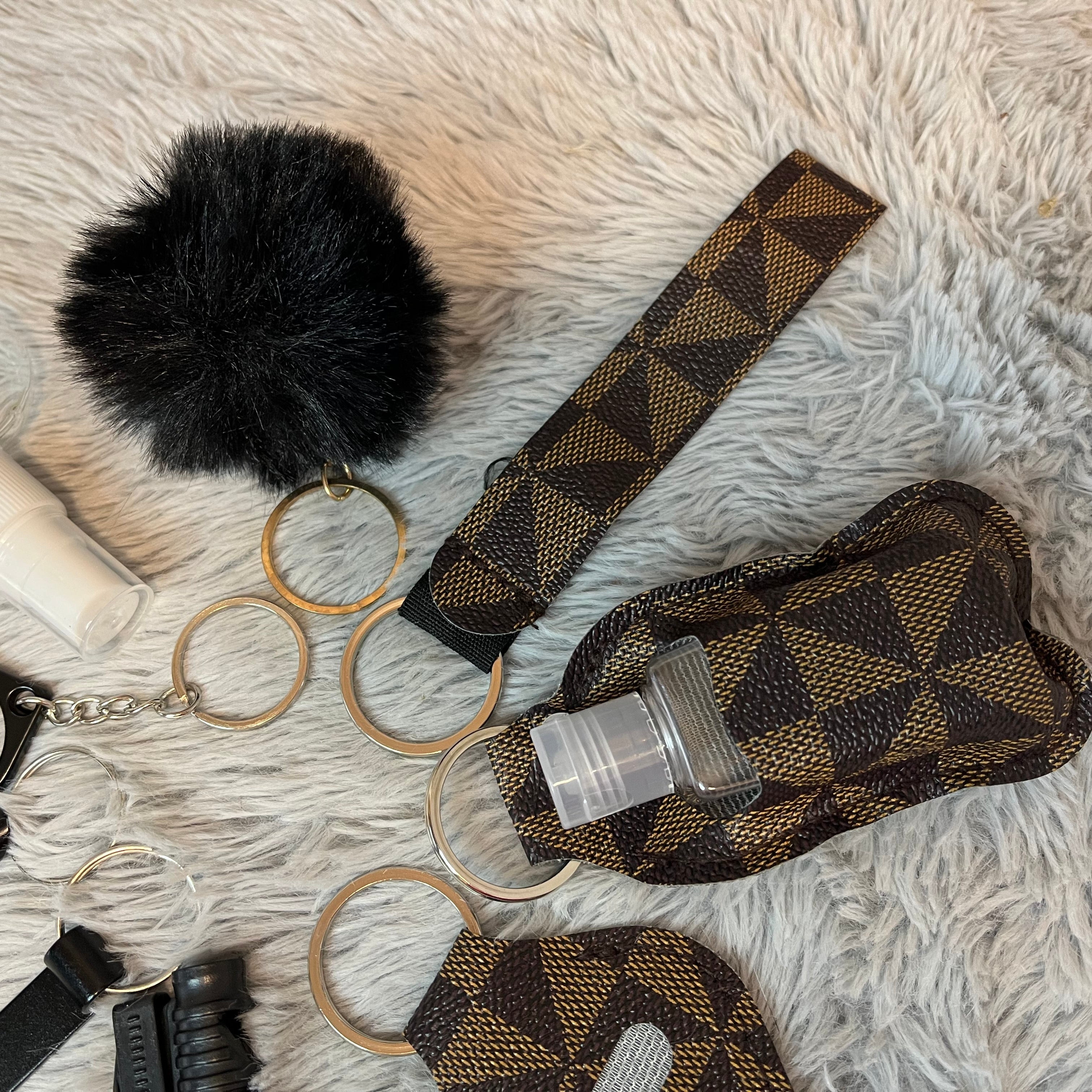 10pcs Brown and Black Geometric Safety Keychain Set | Stylish Self Defense Keychain