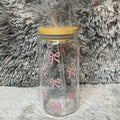 Cute Bow Glass Can Cup | Cute Glass Tumbler with Bamboo Lid
