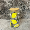 Lemon Floral Glass Cup | Citrus Aesthetic Can Tumbler
