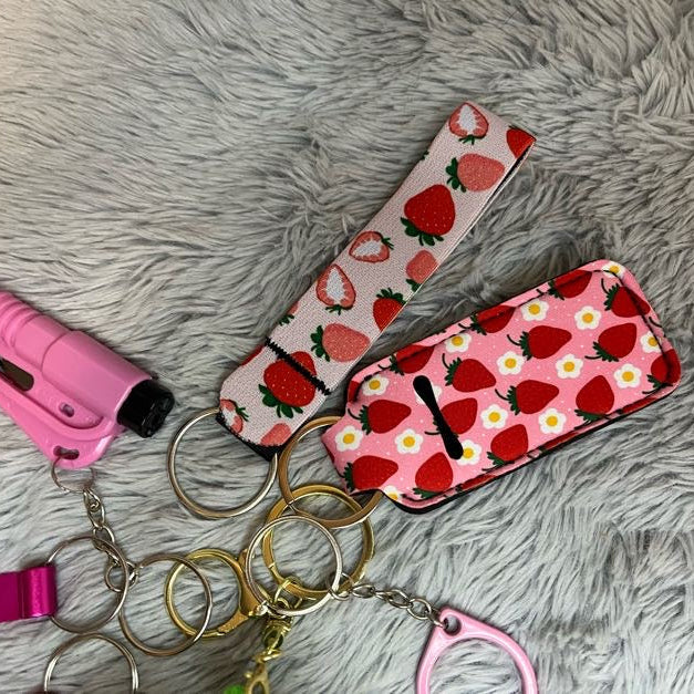 7pcs Pink Strawberry Safety Keychain Set | Cute Self Defense Keychain