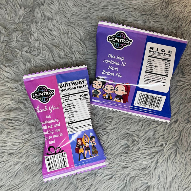 Kpop Demon Hunters 1" Button Pins – Custom Name Packaging | Anime Party Favor Pins