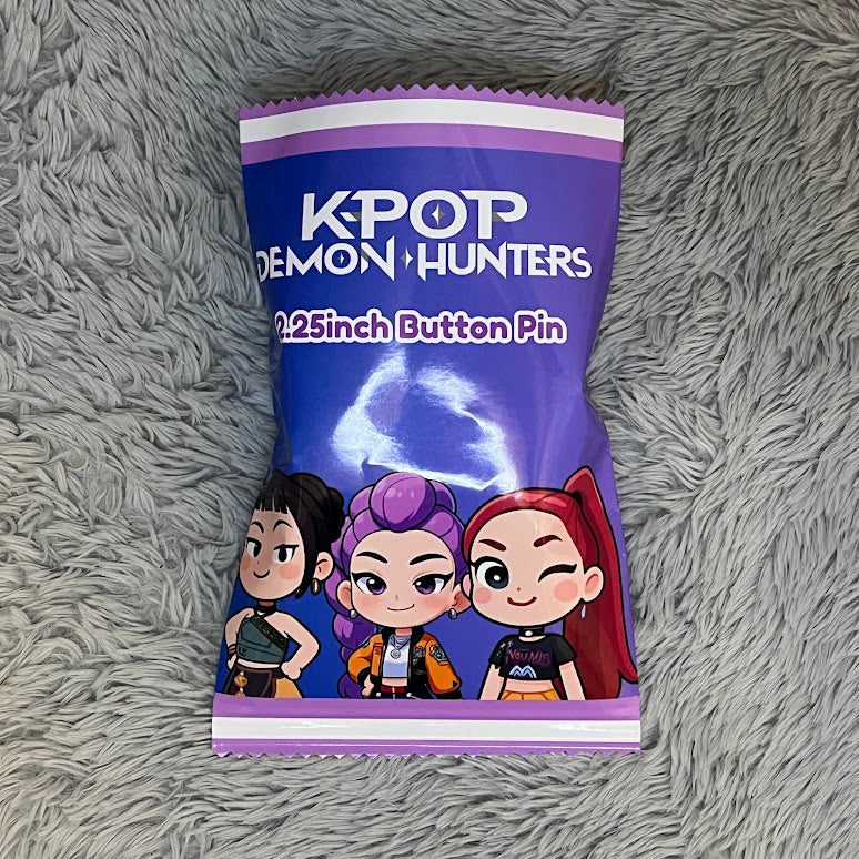 Kpop Demon Hunters 2.25" Button Pins – Custom Name Packaging | Anime Party Favor Pins