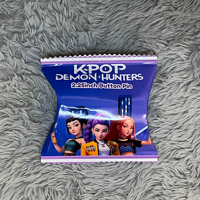 Kpop Demon Hunters 2.25" Button Pins – Custom Name Packaging | Anime Party Favor Pins