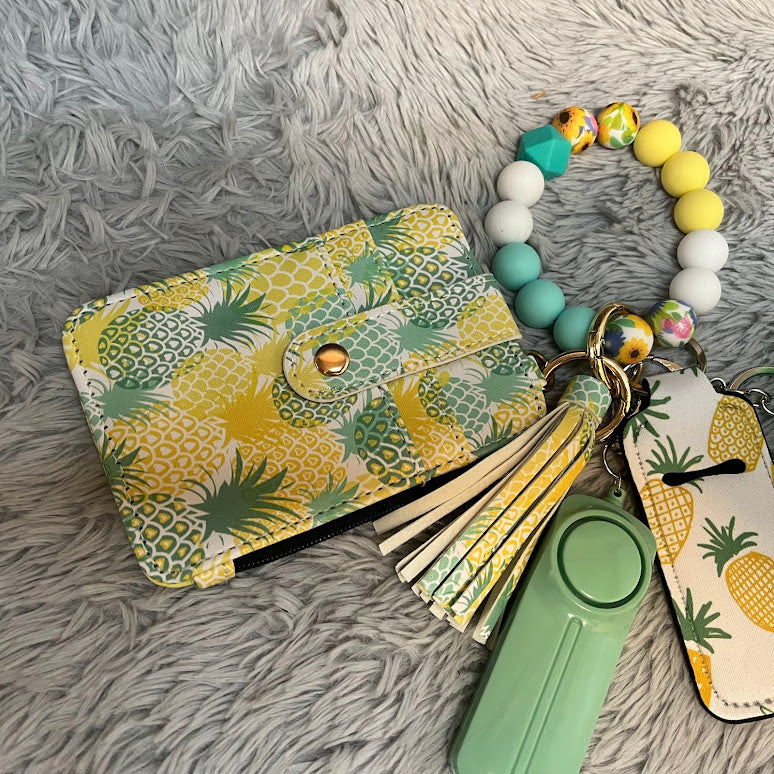 5pcs Pineapple Wallet Safety Keychain Accessory Set