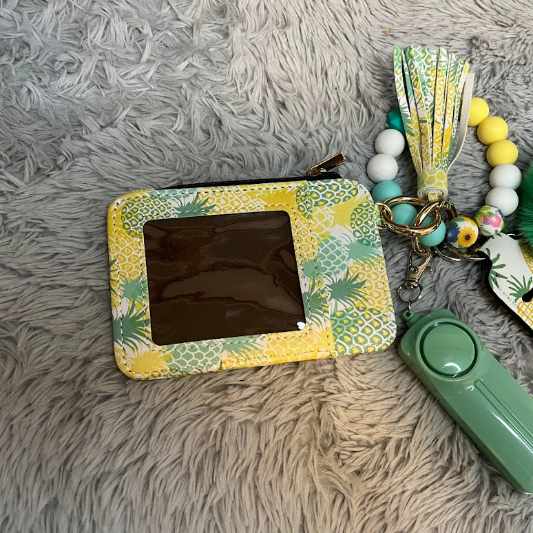 5pcs Pineapple Wallet Safety Keychain Accessory Set