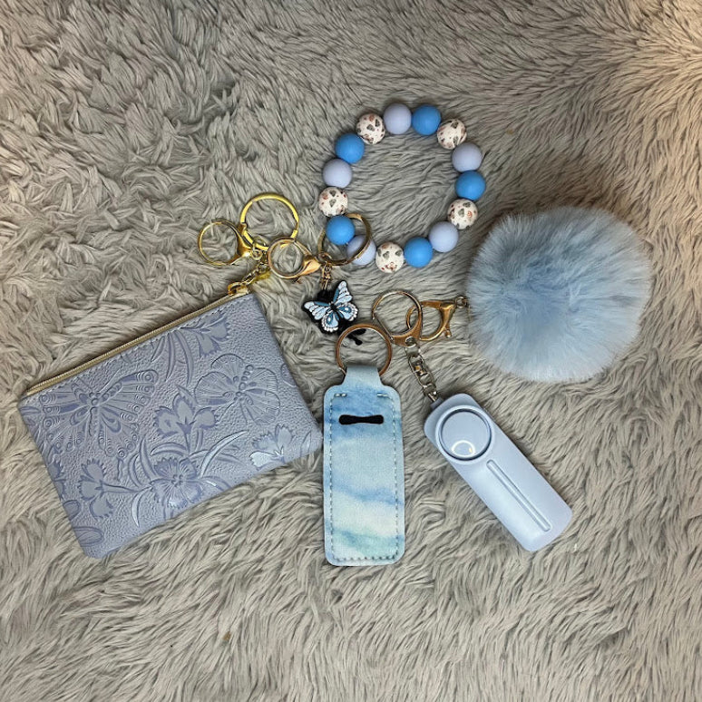 5pcs Butterfly print Pouch Safety Keychain Accessory Set