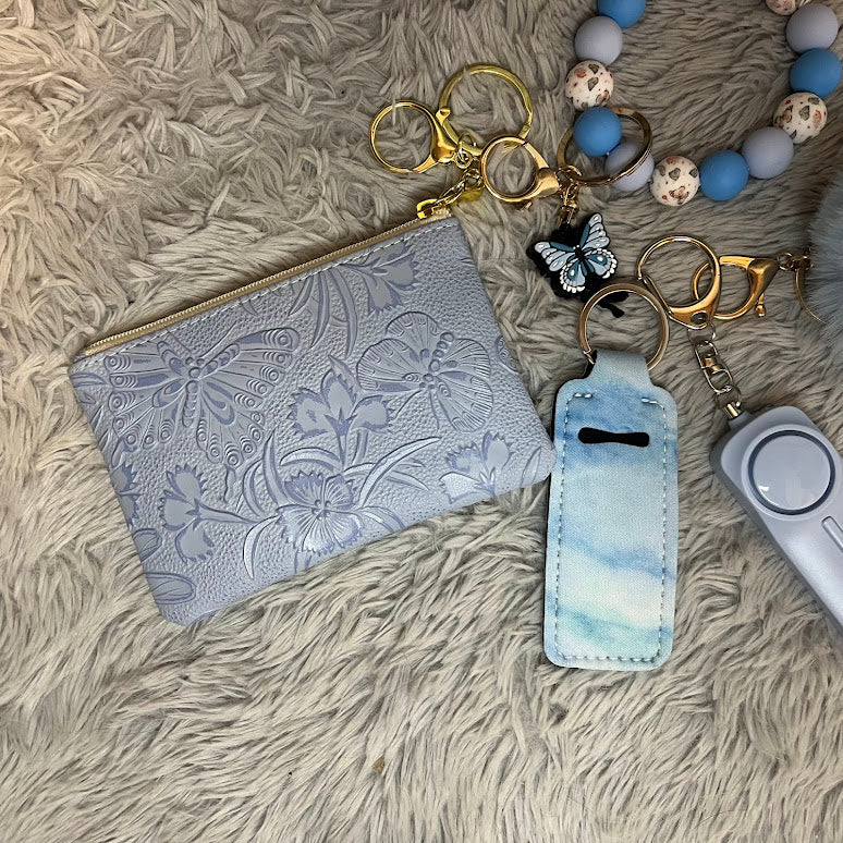 5pcs Butterfly print Pouch Safety Keychain Accessory Set