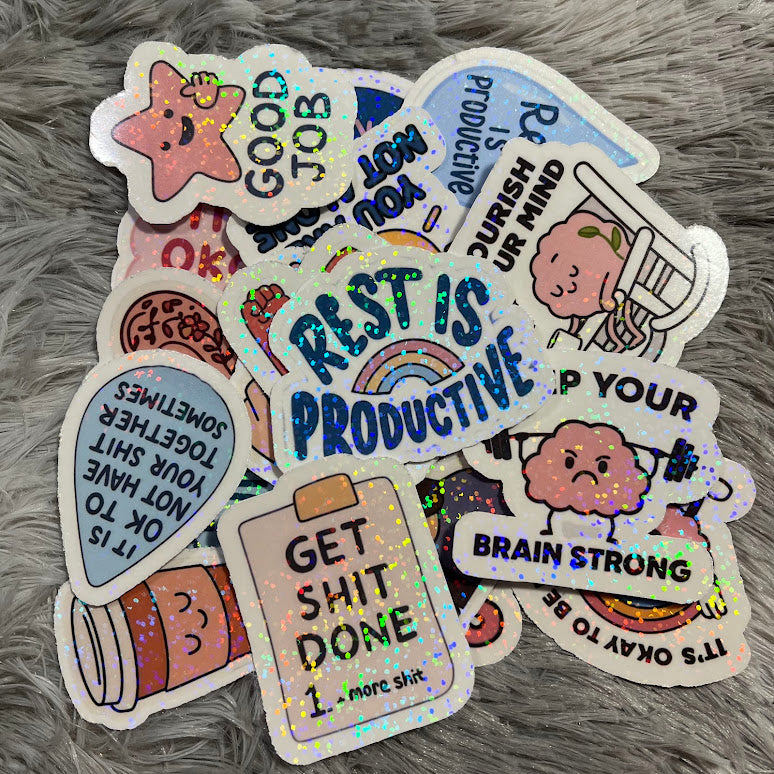 Mental Health Sticker Pack | Self Care Vinyl Stickers for Laptop Water Bottle