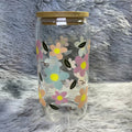 Pastel Floral Glass Cup | Cute Flower Can Tumbler