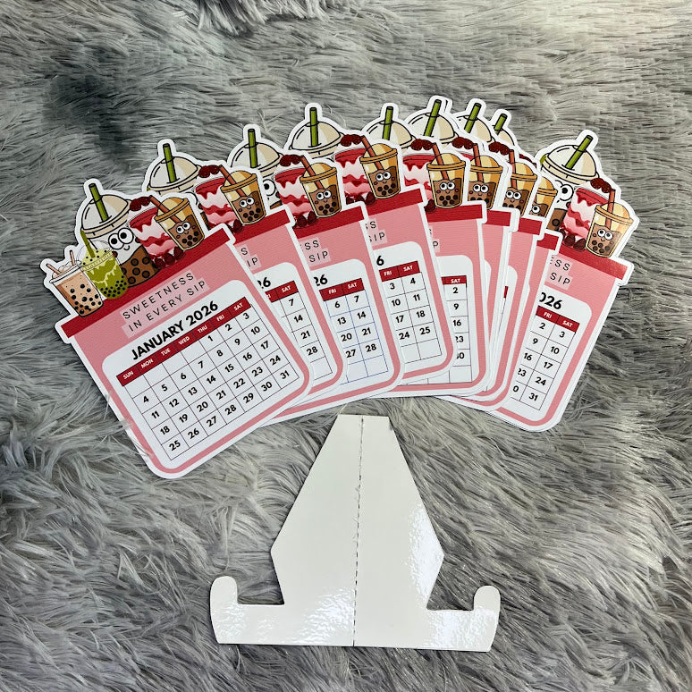 Bubble Tea Mini Desk Calendar 2026