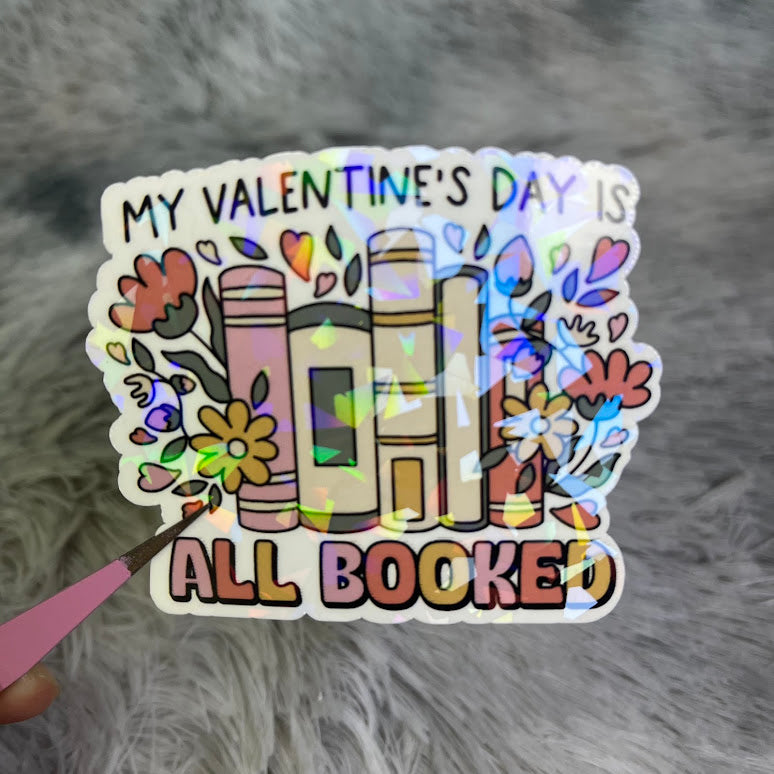 "My Valentine's Day is All Booked" Sticker | Valentine’s Day Book Lover Sticker