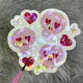 Love Hearts and Skulls Holographic Valentine’s Day Sticker – Cute Romantic Vinyl Sticker