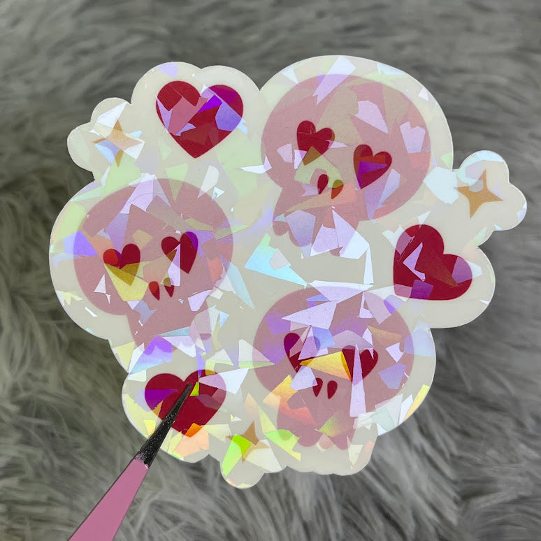 Love Hearts and Skulls Holographic Valentine’s Day Sticker – Cute Romantic Vinyl Sticker