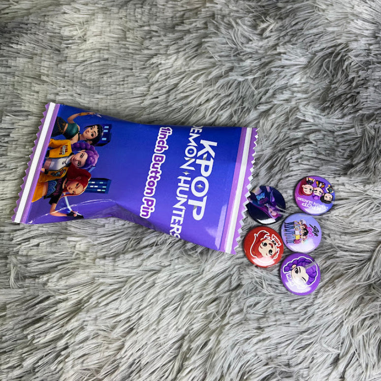 Kpop Demon Hunters 1" Button Pins – Custom Name Packaging | Anime Party Favor Pins