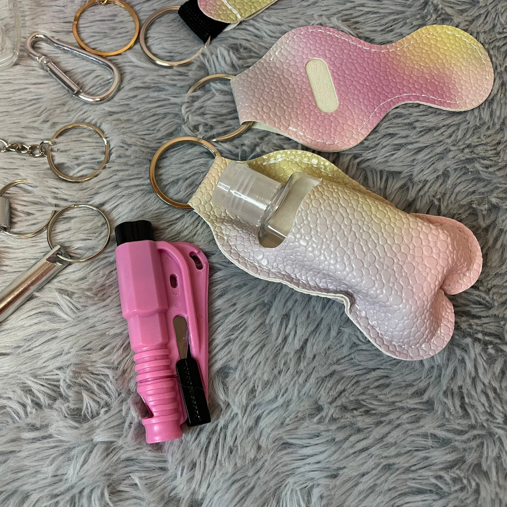 10pcs Gradient Faux Leather Safety Keychain Set