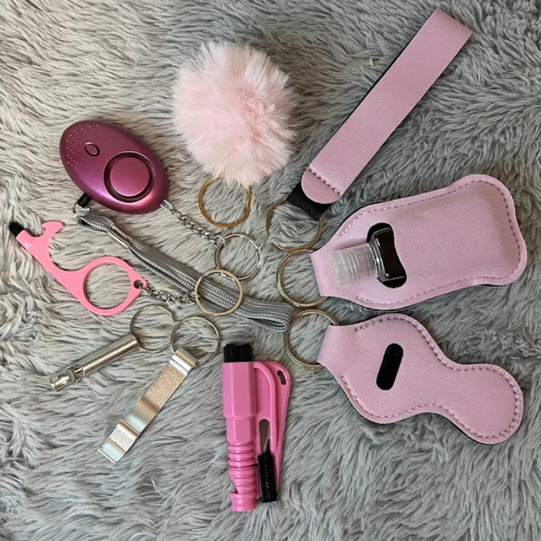 10pcs Safety Keychain Set with Personal Alarm