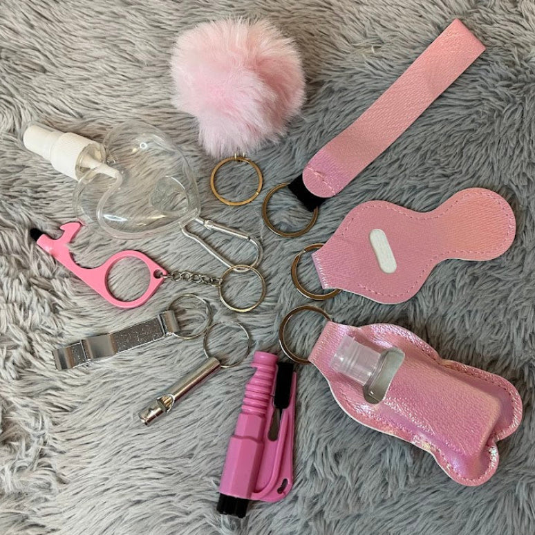 10pcs Metallic Pink Safety Keychain Set