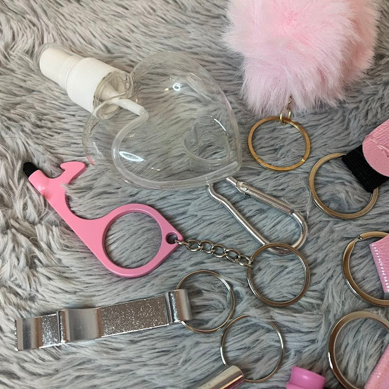 10pcs Metallic Pink Safety Keychain Set