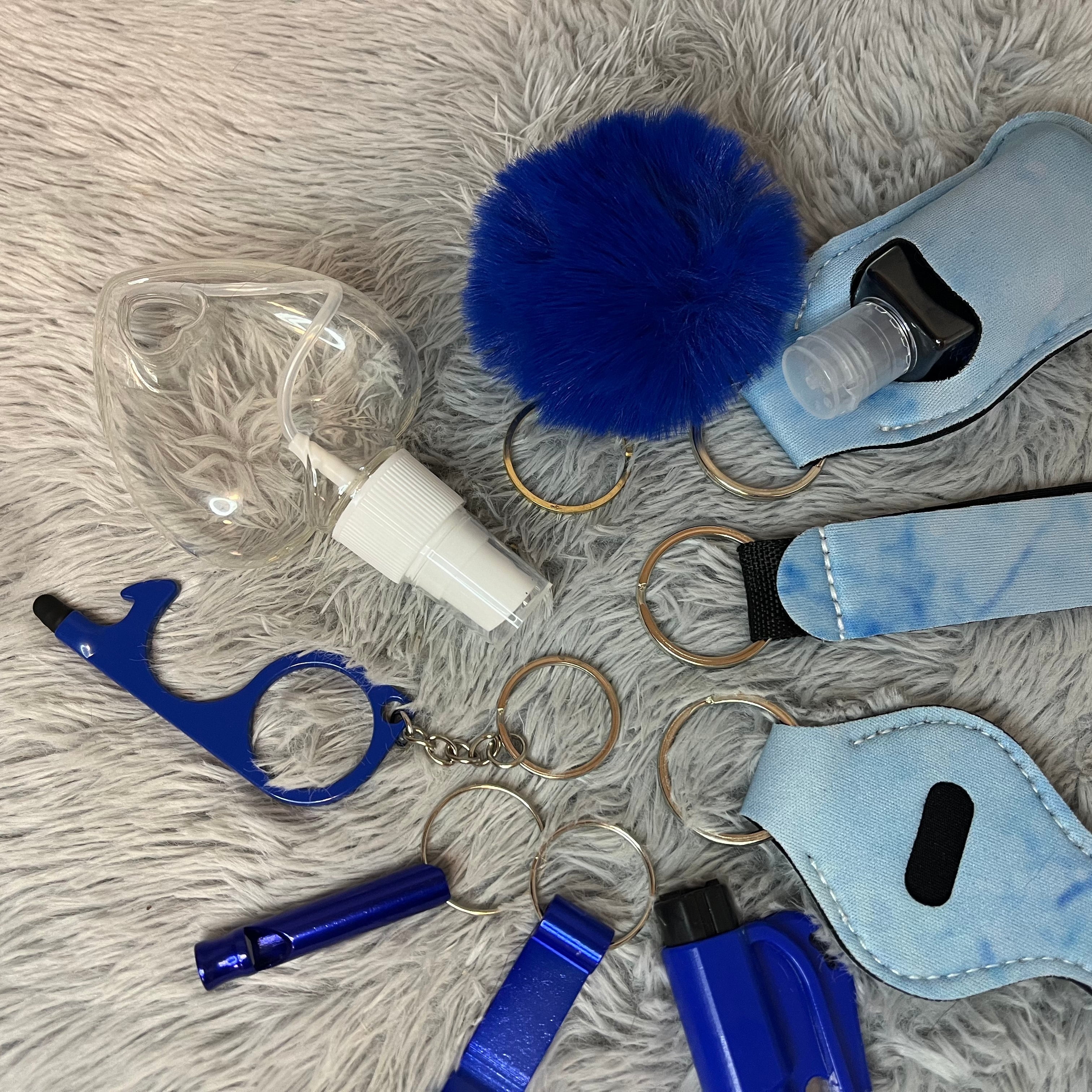 10pcs Blue Marble Print Safety Keychain Set