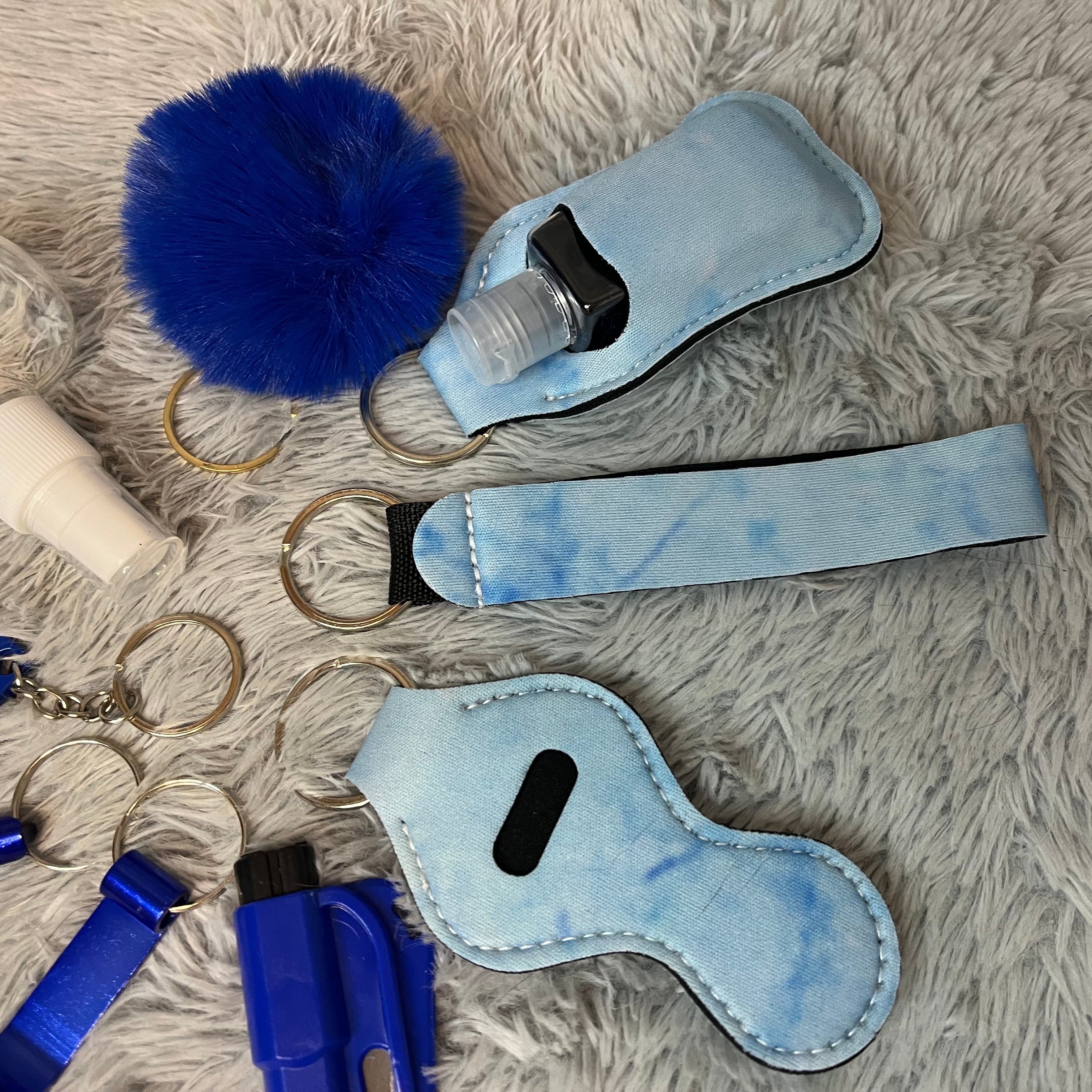 10pcs Blue Marble Print Safety Keychain Set