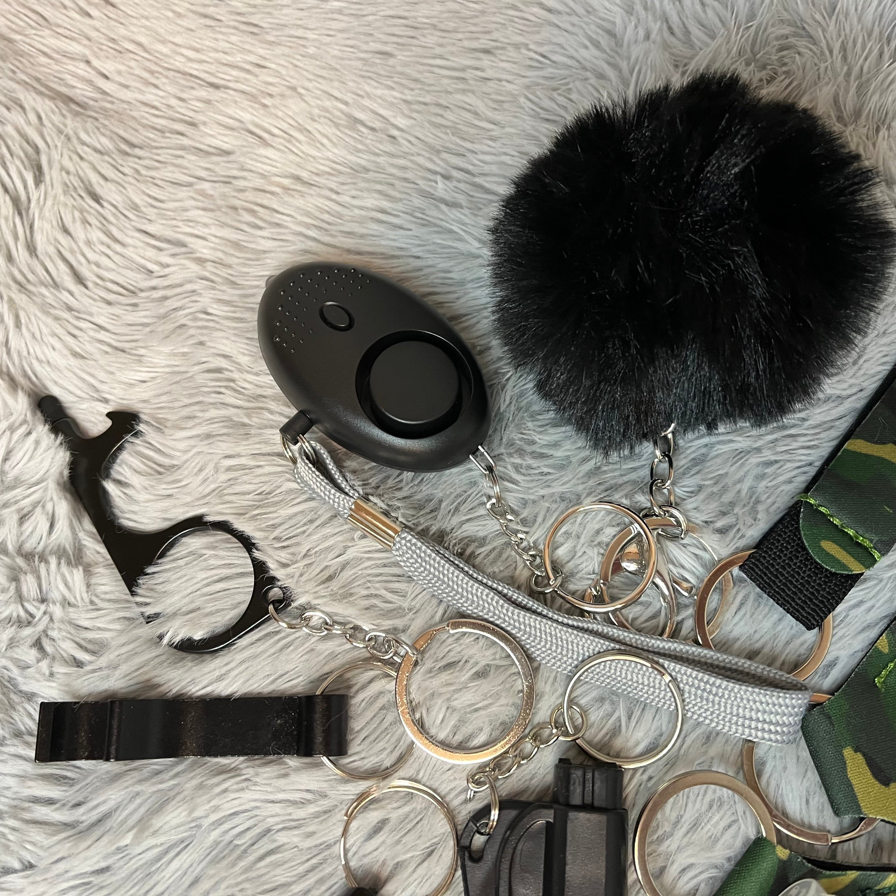 10pcs Camo Print Safety Keychain Set with Personal Alarm