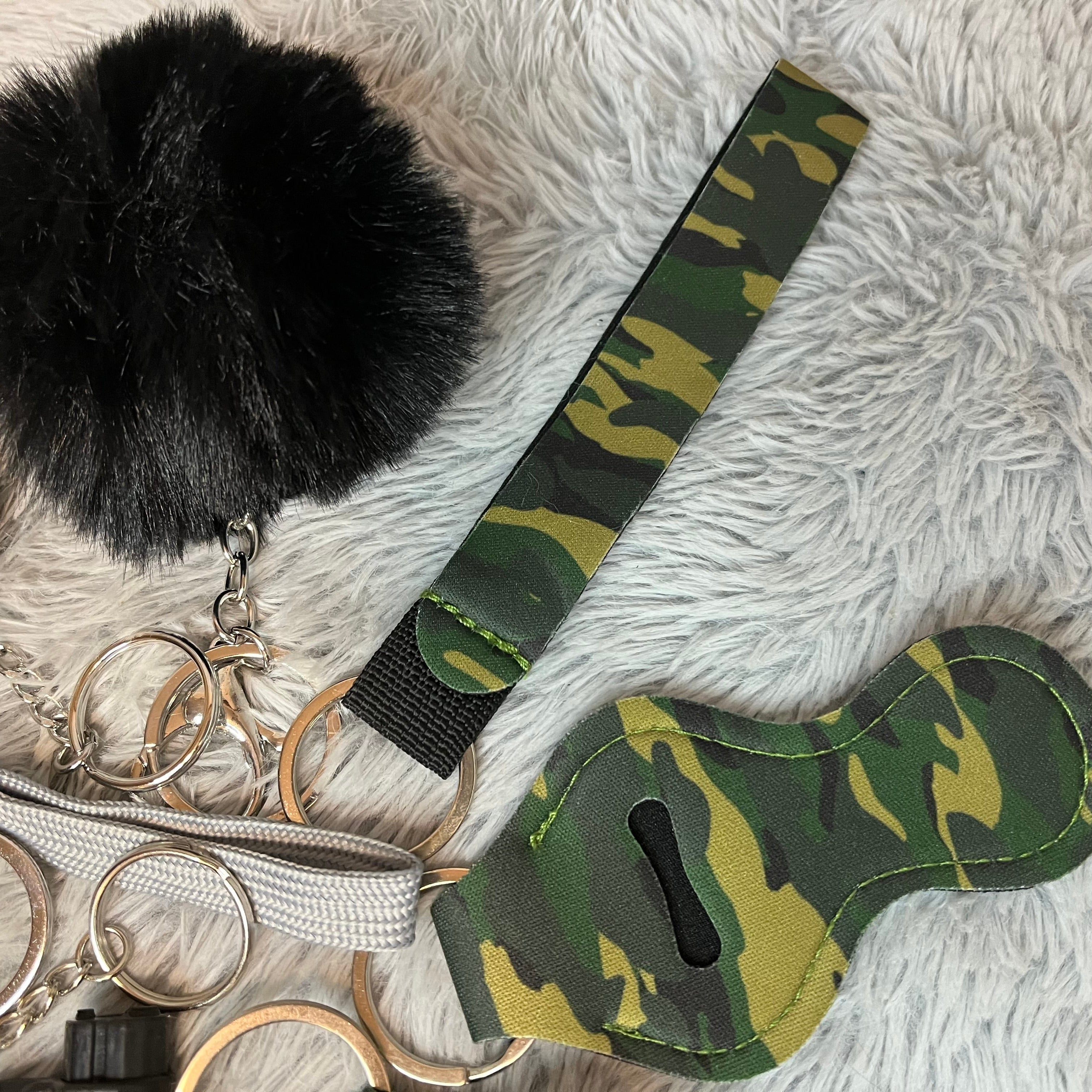 10pcs Camo Print Safety Keychain Set with Personal Alarm