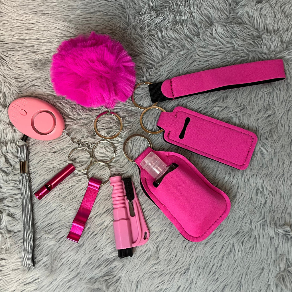 9pcs Safety Keychain Set with Personal Alarm