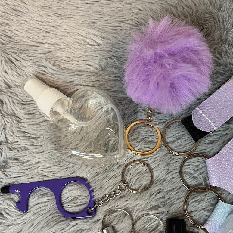 10pcs Gradient Faux Leather Safety Keychain Set