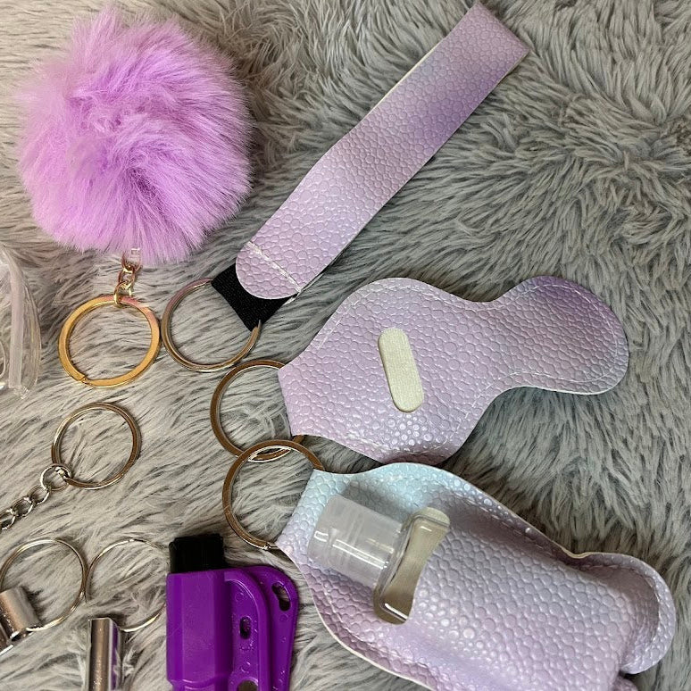 10pcs Gradient Faux Leather Safety Keychain Set