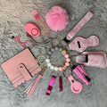 15-Piece Pink Marble Safety Keychain Set