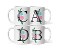 Floral Initial Mug – Personalized Letter Coffee Cup | Custom Alphabet Gift