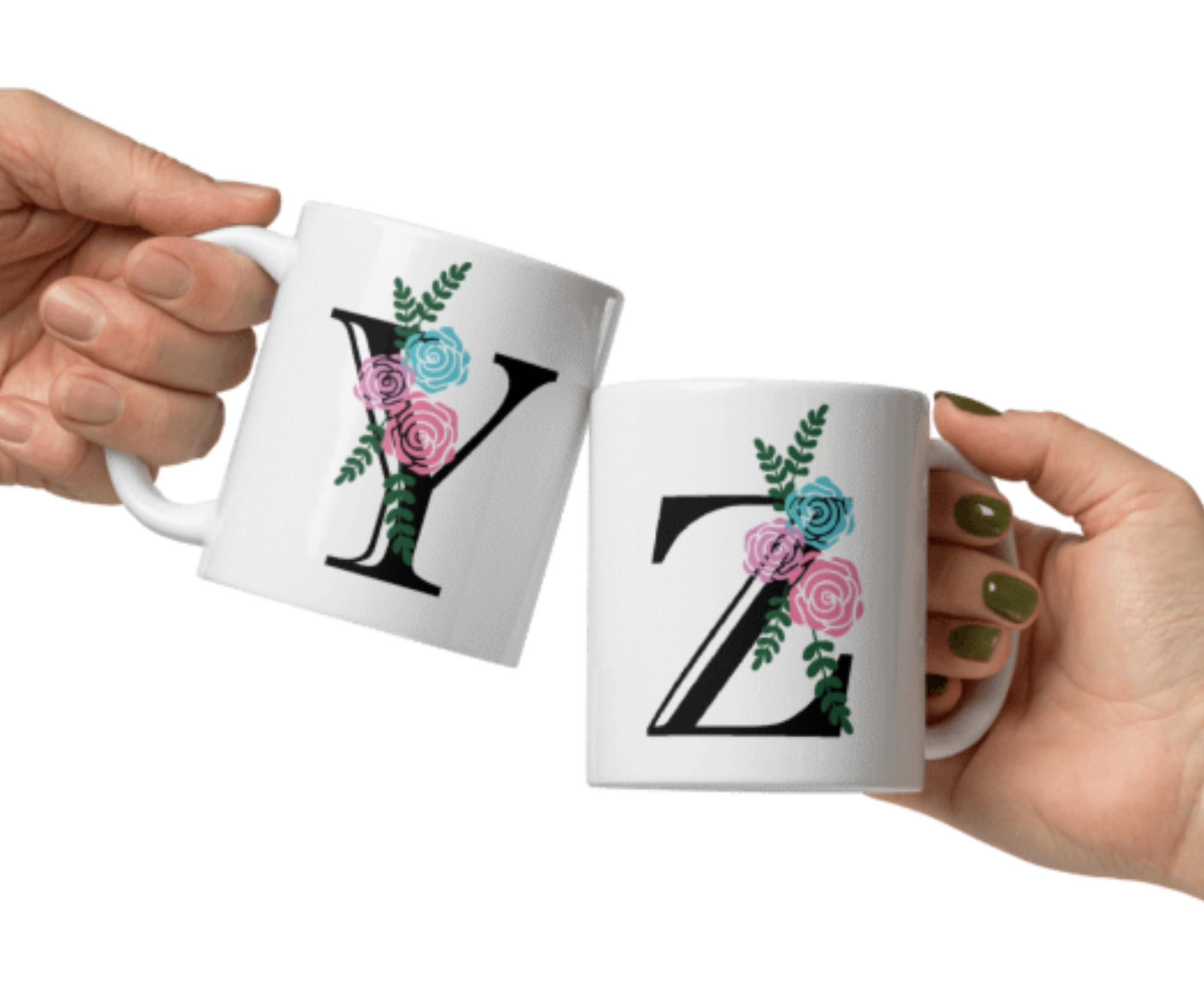 Floral Initial Mug – Personalized Letter Coffee Cup | Custom Alphabet Gift