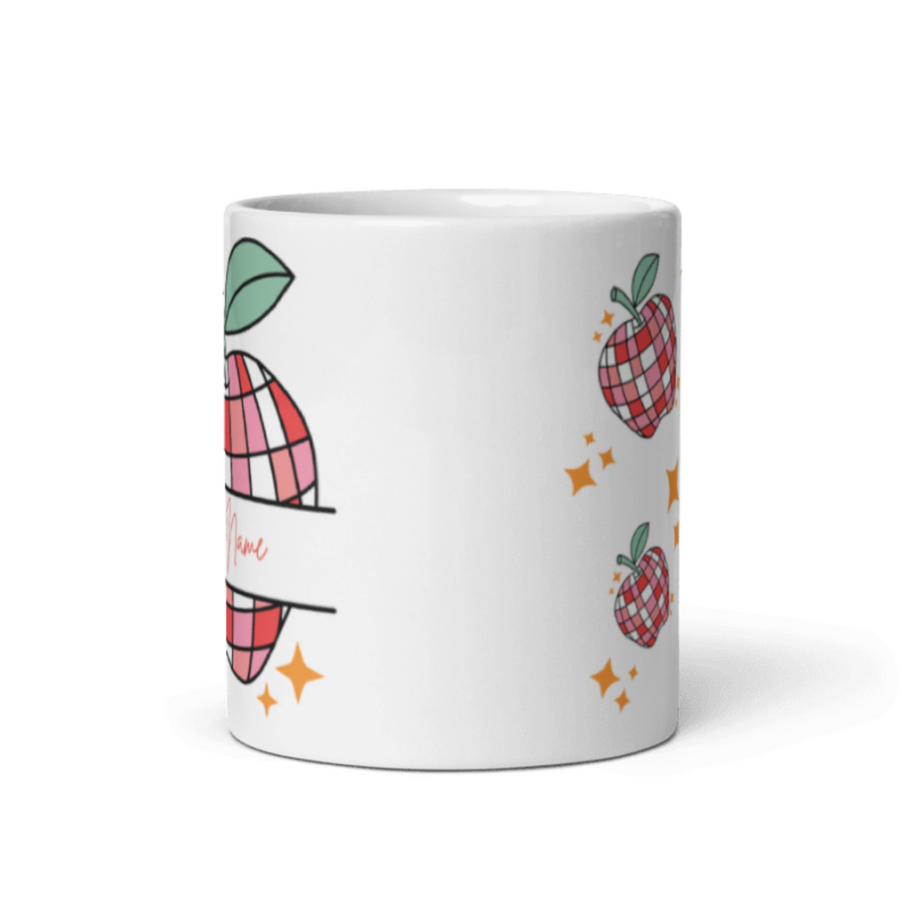 Personalized Disco Apple Mug | Custom Name Coffee Mug | Cute Aesthetic Gift for Her