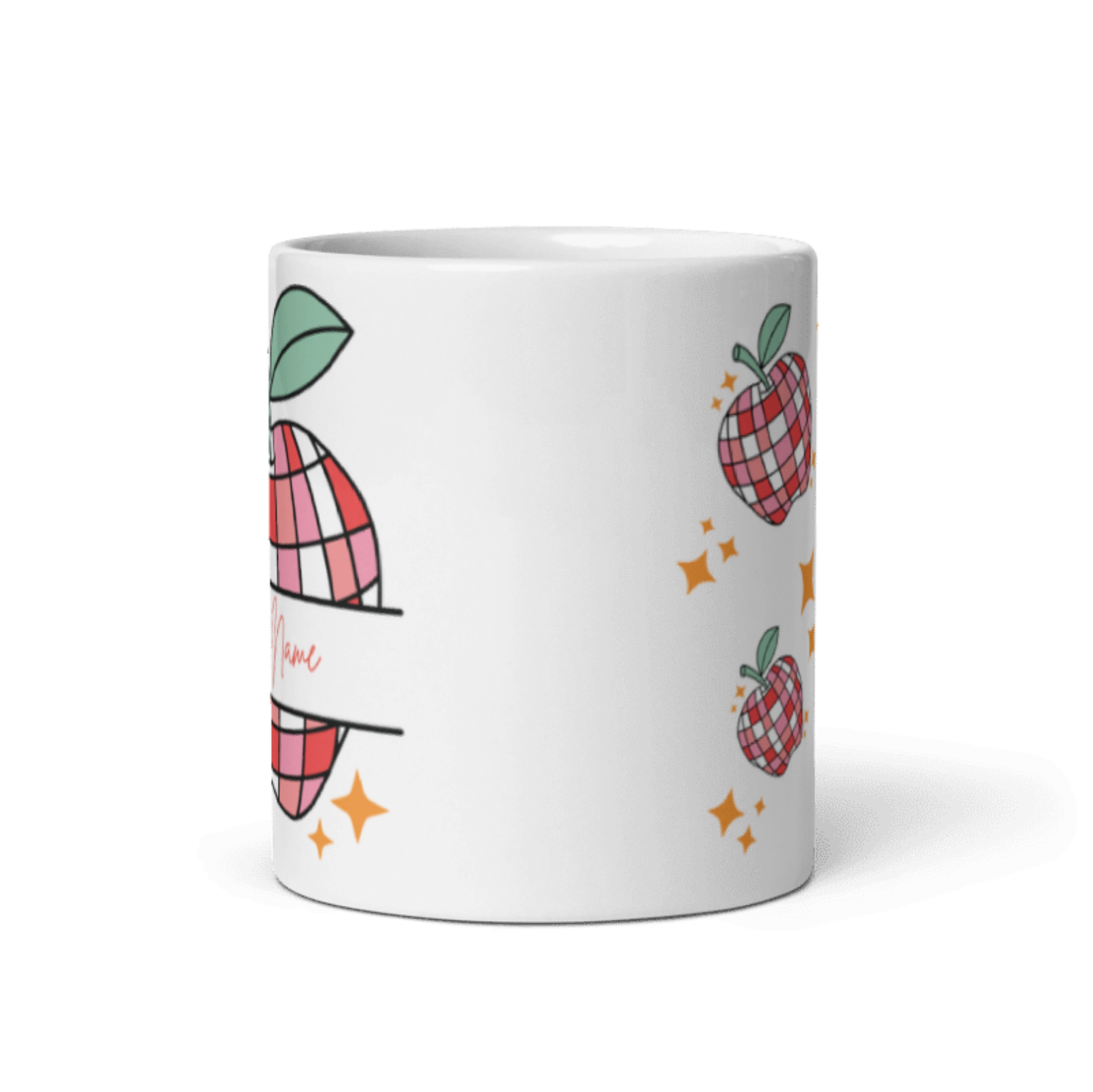 Personalized Disco Apple Mug | Custom Name Coffee Mug | Cute Aesthetic Gift for Her
