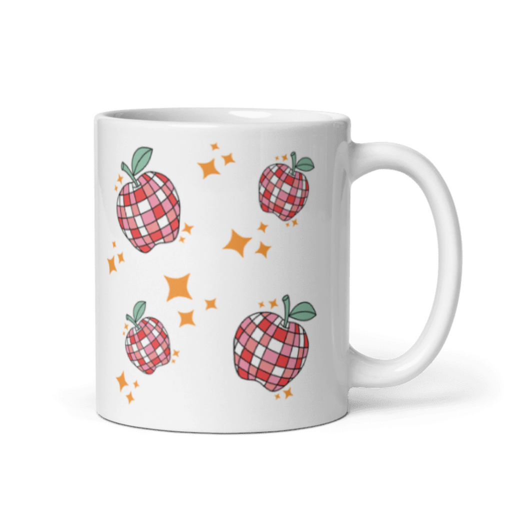 Personalized Disco Apple Mug | Custom Name Coffee Mug | Cute Aesthetic Gift for Her