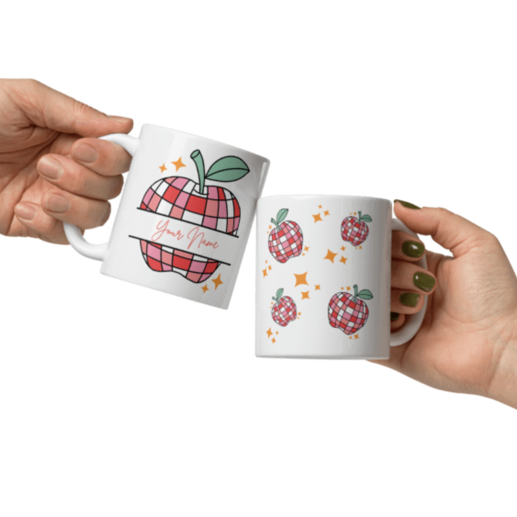 Personalized Disco Apple Mug | Custom Name Coffee Mug | Cute Aesthetic Gift for Her