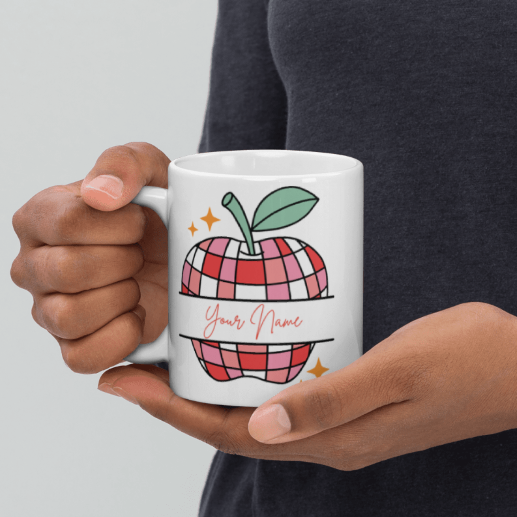 Personalized Disco Apple Mug | Custom Name Coffee Mug | Cute Aesthetic Gift for Her