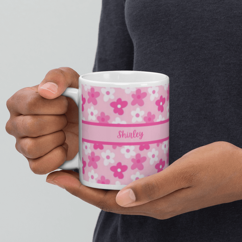Floral Themed Personalized Name Mug 11oz | Custom Name Coffee Mug
